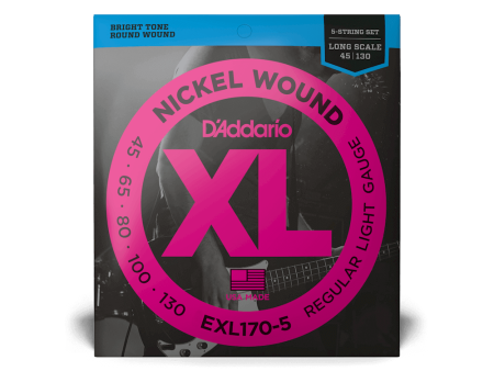 D Addario Nickel Wound Regular Light 5-String Long Scale Bass Guitar String Set Hot on Sale