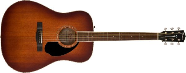 Fender PD-220E All Mahogany Dreadnought Acoustic-Electric Guitar - Aged Cognac Burst Hot on Sale