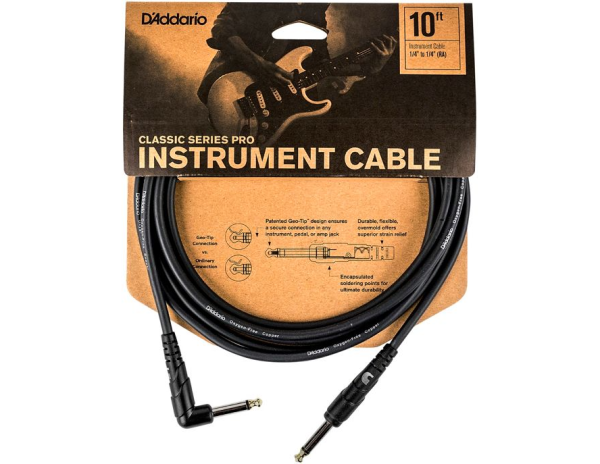 D Addario Classic Pro Series Instrument Cable, Right Angle Plug 10 ft. Online now